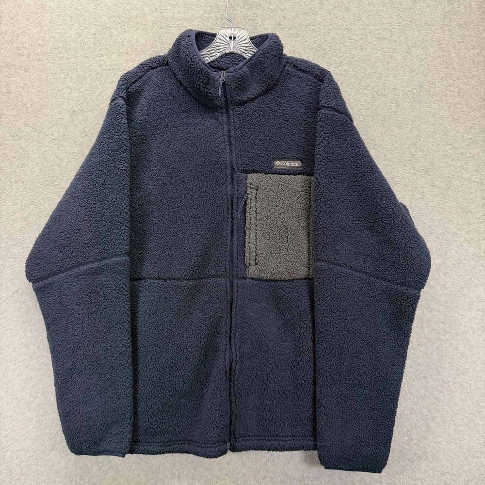 Columbia Sweater Mens XL Blue Mountainside Heavyweight Fleece Full Zip Outdoors